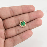 Pendant Flower Emeralds 0.71pts Diamonds 0.15pts 2.6g / 1/2 in Yellow Gold 18K