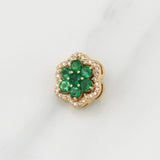 Pendant Flower Emeralds 0.71pts Diamonds 0.15pts 2.6g / 1/2 in Yellow Gold 18K