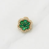 Pendant Flower Emeralds 0.71pts Diamonds 0.15pts 2.6g / 1/2 in Yellow Gold 18K
