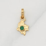 Pendant Map of Colombia Emerald 0.04pts 0.25g / 1/2 in 18K Yellow Gold