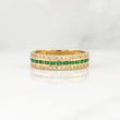 Channel Ring Emeralds 0.75pts Diamonds 0.38pts 3.45g / Size 6.5 Yellow Gold 18K
