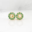 Stud Earrings Circular Emeralds 0.66cts Diamonds 0.16cts 3.25g / in / 10.8mm Yellow Gold 18K