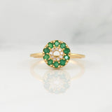 Anillo Circular Esmeraldas 0.31pts Diamantes 0.08pts 2.25g / T6.75 Oro Amarillo 18K