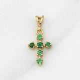 Pendant Cross Emeralds 0.22pts 0.65g / 3/4 in Yellow Gold 18K