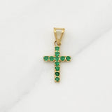 Pendant Cross Emeralds 50pts 0.6g / 3/4 in Yellow Gold 18K