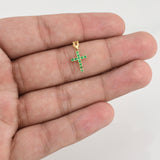 Pendant Cross Emeralds 50pts 0.6g / 3/4 in Yellow Gold 18K