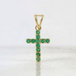 Pendant Cross Emeralds 50pts 0.6g / 3/4 in Yellow Gold 18K