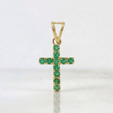 Pendant Cross Emeralds 50pts 0.6g / 3/4 in Yellow Gold 18K