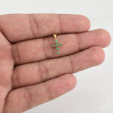 Pendant Cross Emeralds 0.22pts 0.65g / 3/4 in Yellow Gold 18K