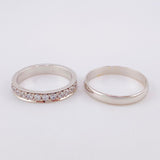 Set Half-Round Hoops 4.95g / Size 7 and Size 5 / White Zirconia 18K White Gold