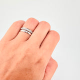 Set Half-Round Hoops 4.95g / Size 7 and Size 5 / White Zirconia 18K White Gold