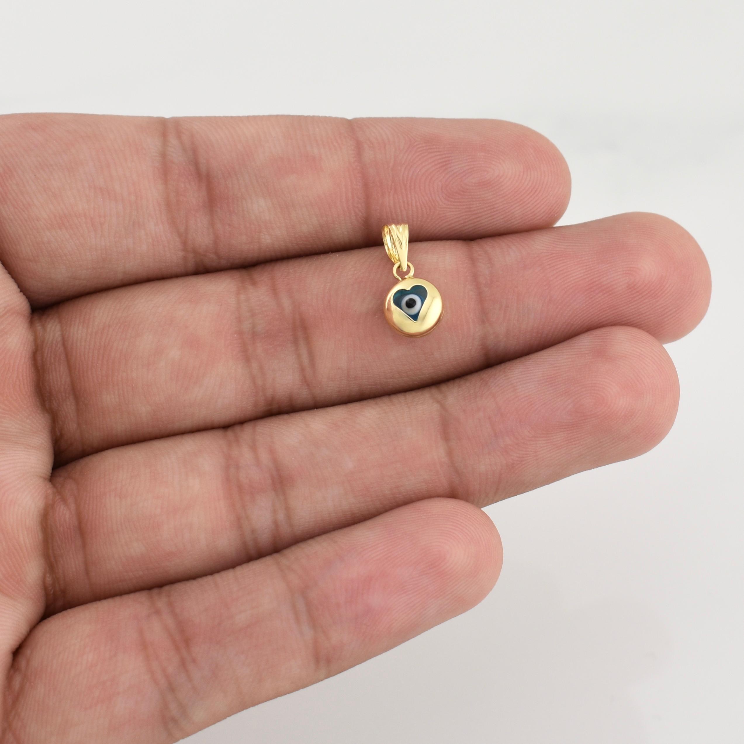Dije Ojo Turco Corazon 0.55g / 1/2 in Oro Amarillo 18K