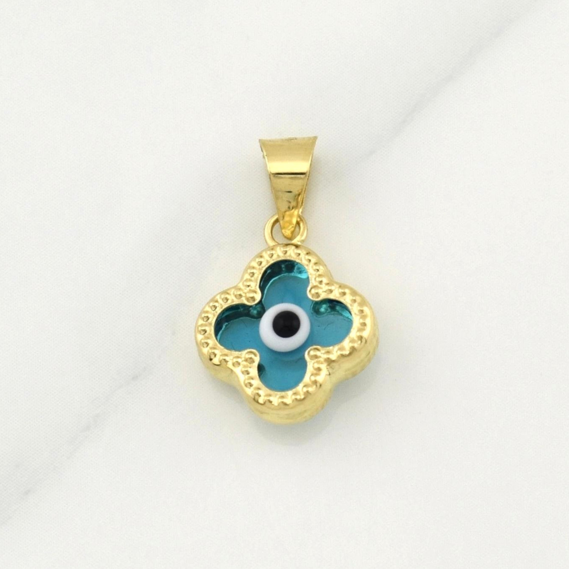 Dije Flor Ojo Turco 0.7g / 3/4 in Oro Amarillo 18K