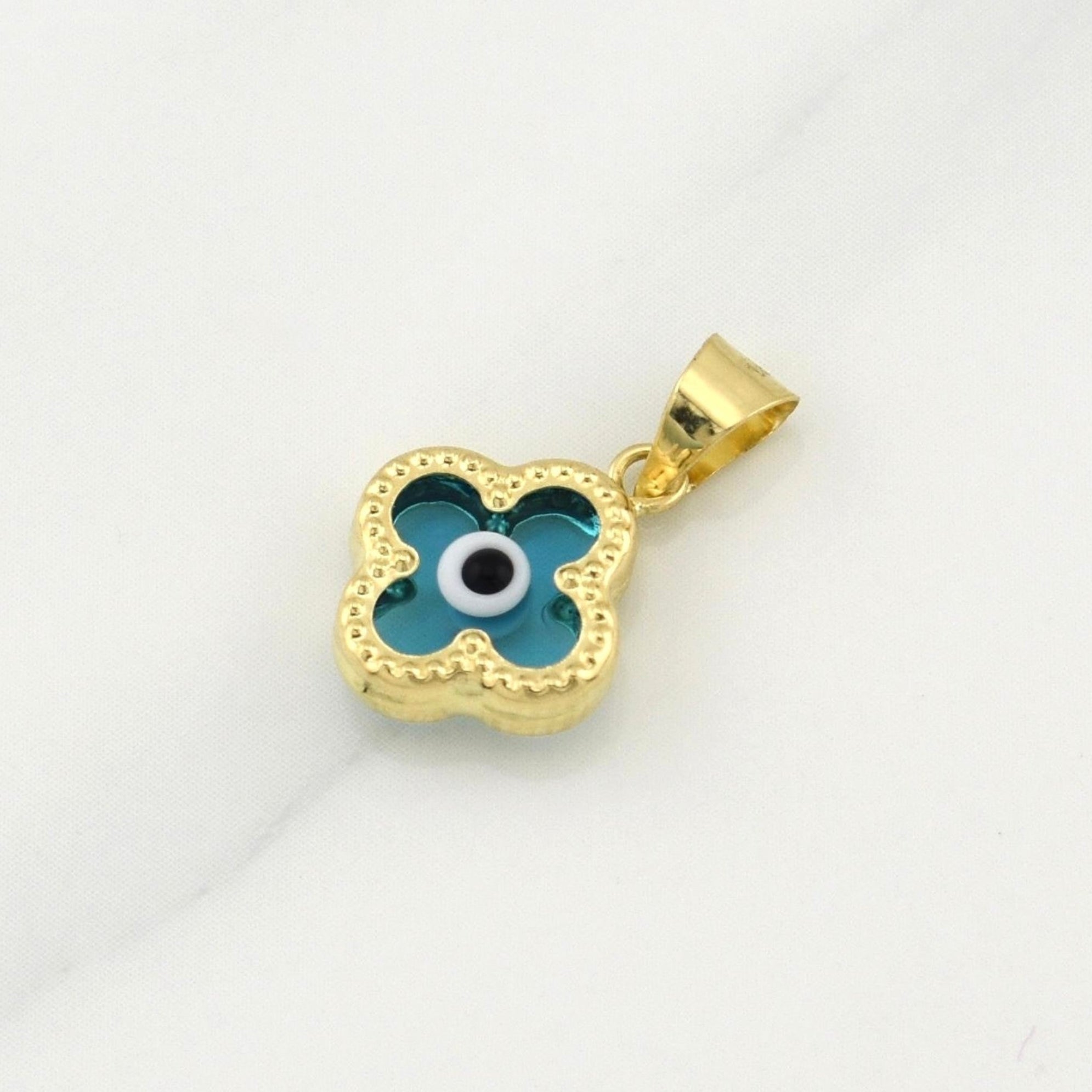 Dije Flor Ojo Turco 0.75g / 3/4 in Oro Amarillo 18K