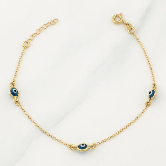 Pulso Ojo Turco 1.55g / 7 1/4 in / 5mm Oro Amarillo 18K