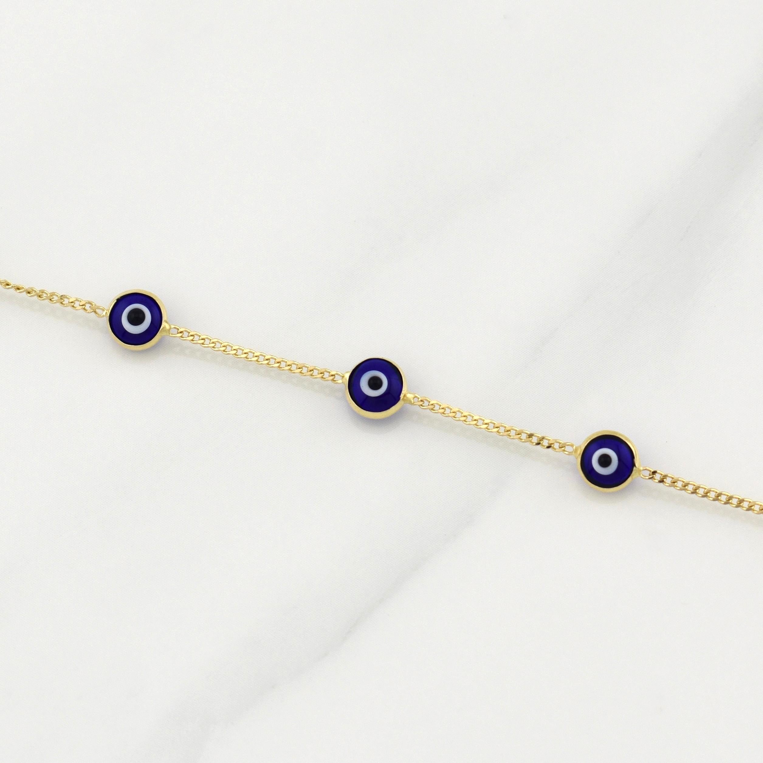 Pulso Ojo Turco 2.25g / 7 3/4 in / 5mm Oro Amarillo 18K