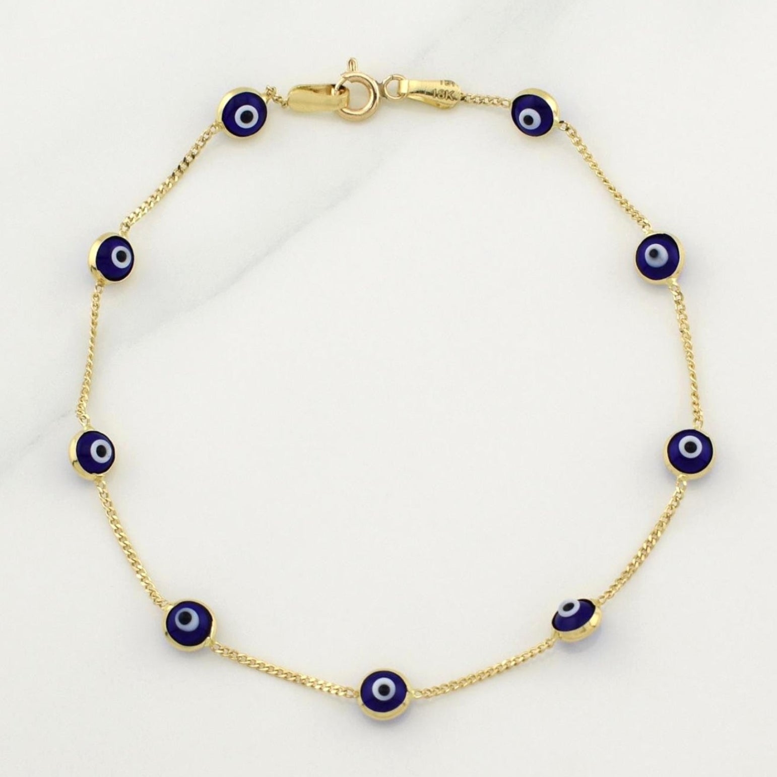 Pulso Ojo Turco 2.25g / 7 3/4 in / 5mm Oro Amarillo 18K