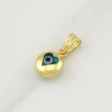 Dije Ojo Turco Corazon 0.55g / 1/2 in Oro Amarillo 18K