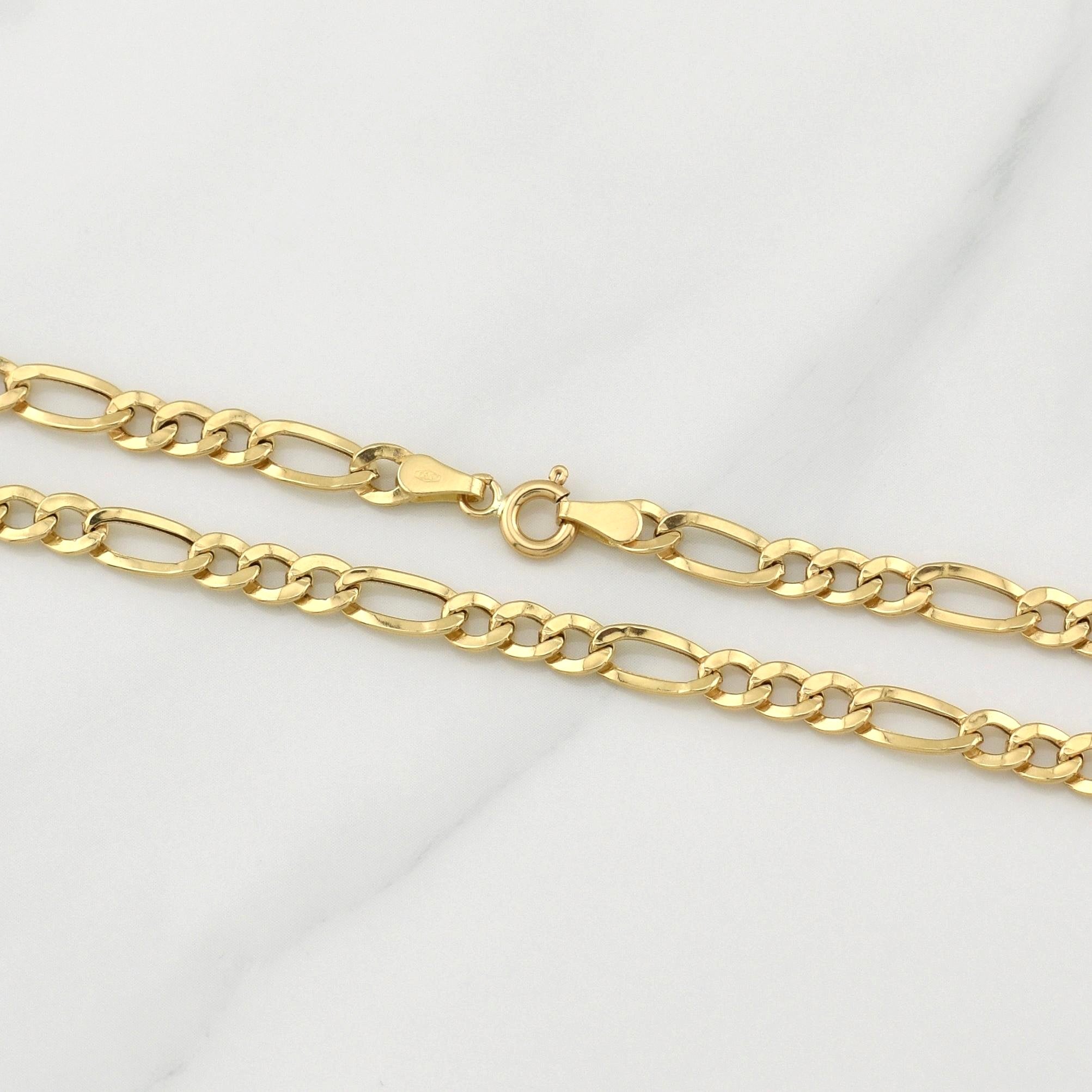 Cadena Figaro 5.65g / 20 in / 4.3mm Oro Amarillo 18K
