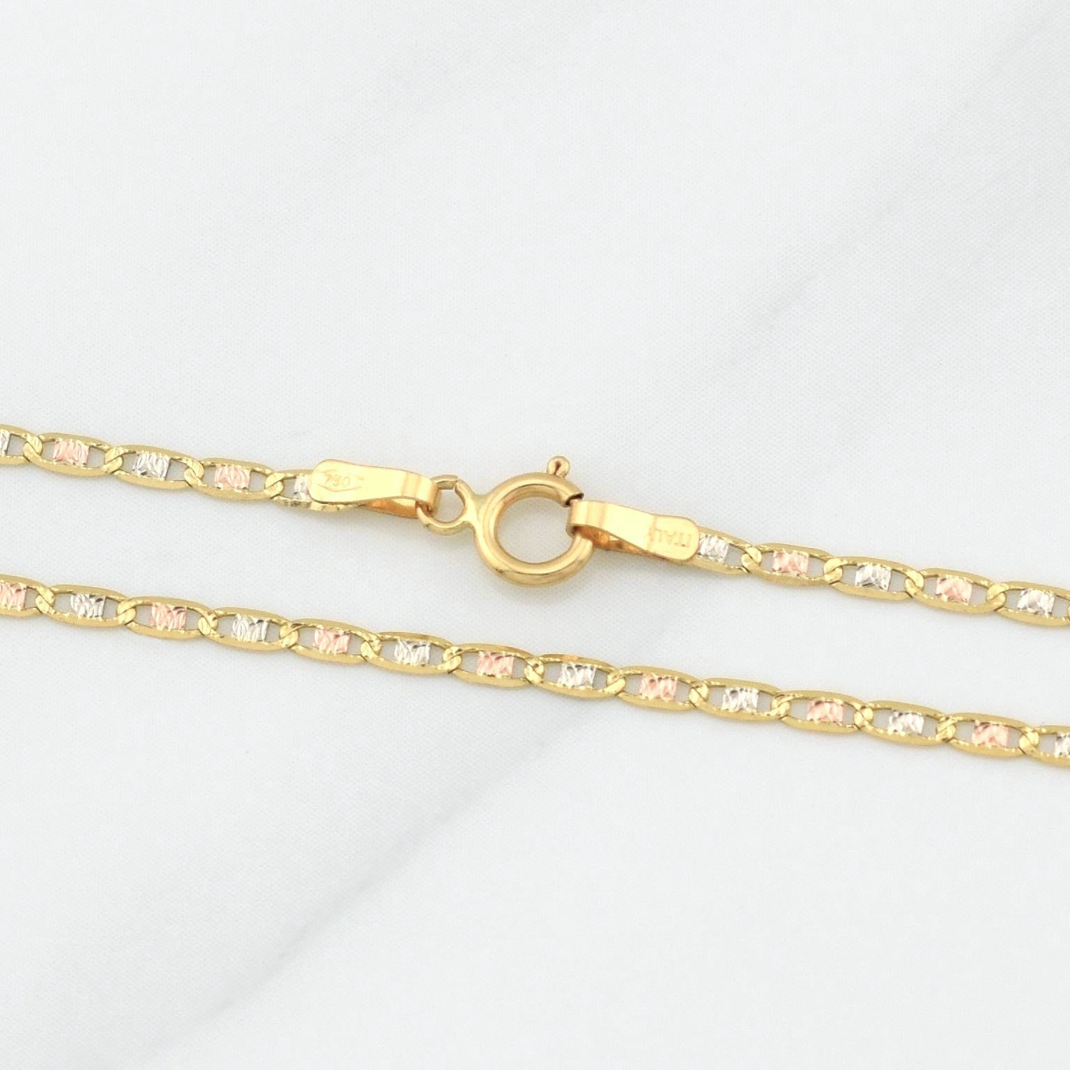 Flat Mariner Chain 2.15g / 20 in / 1.5mm Three Golds 18K