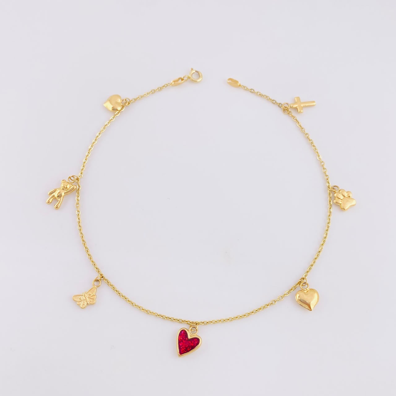 Tobillera Aro Seguido Figuras 3.7gr / 10 1/4 in / 2mm Oro Amarillo 18K