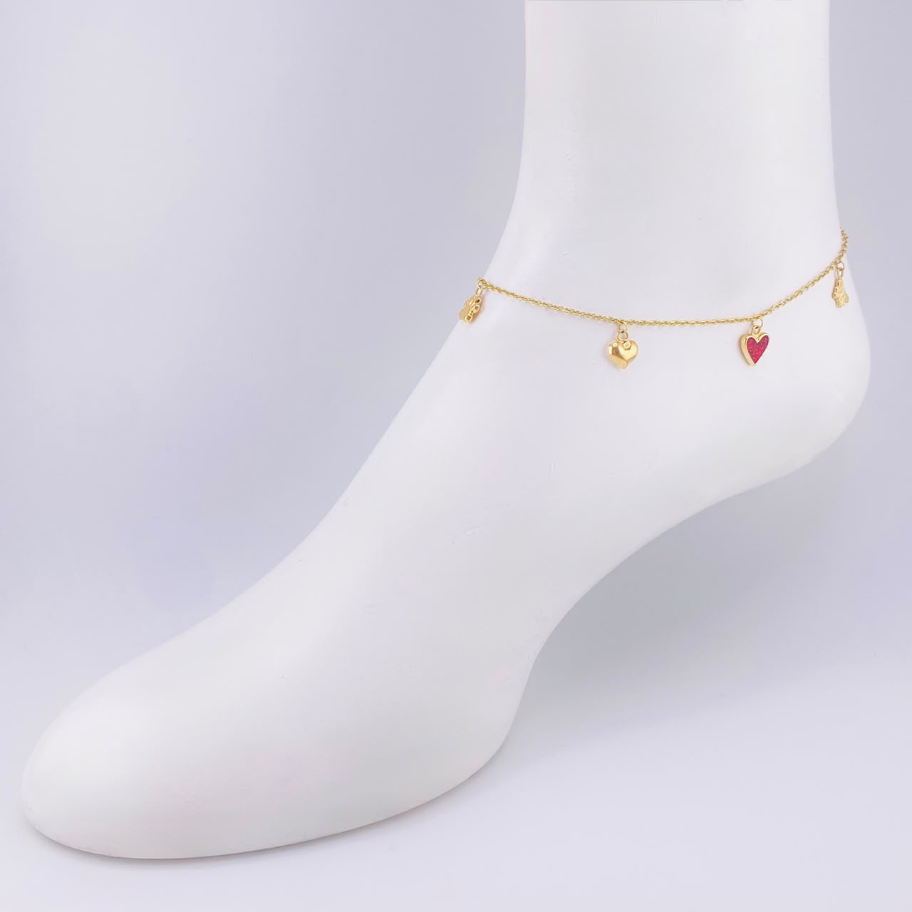 Tobillera Aro Seguido Figuras 3.7gr / 10 1/4 in / 2mm Oro Amarillo 18K