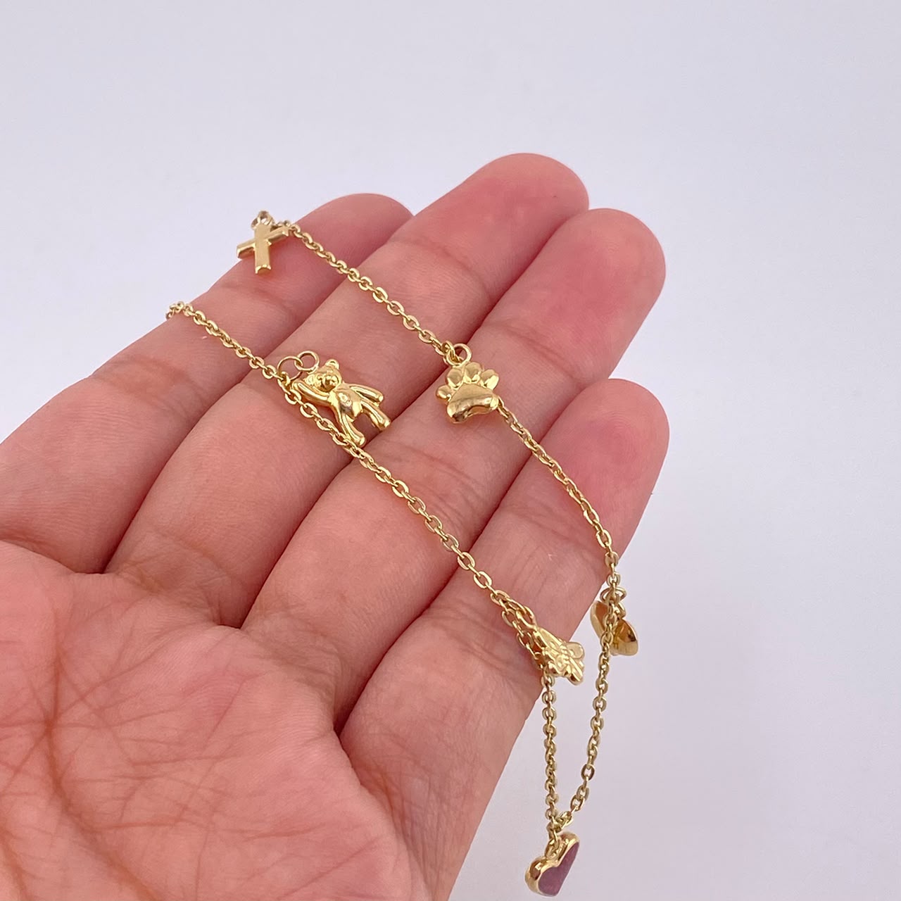 Tobillera Aro Seguido Figuras 3.7gr / 10 1/4 in / 2mm Oro Amarillo 18K