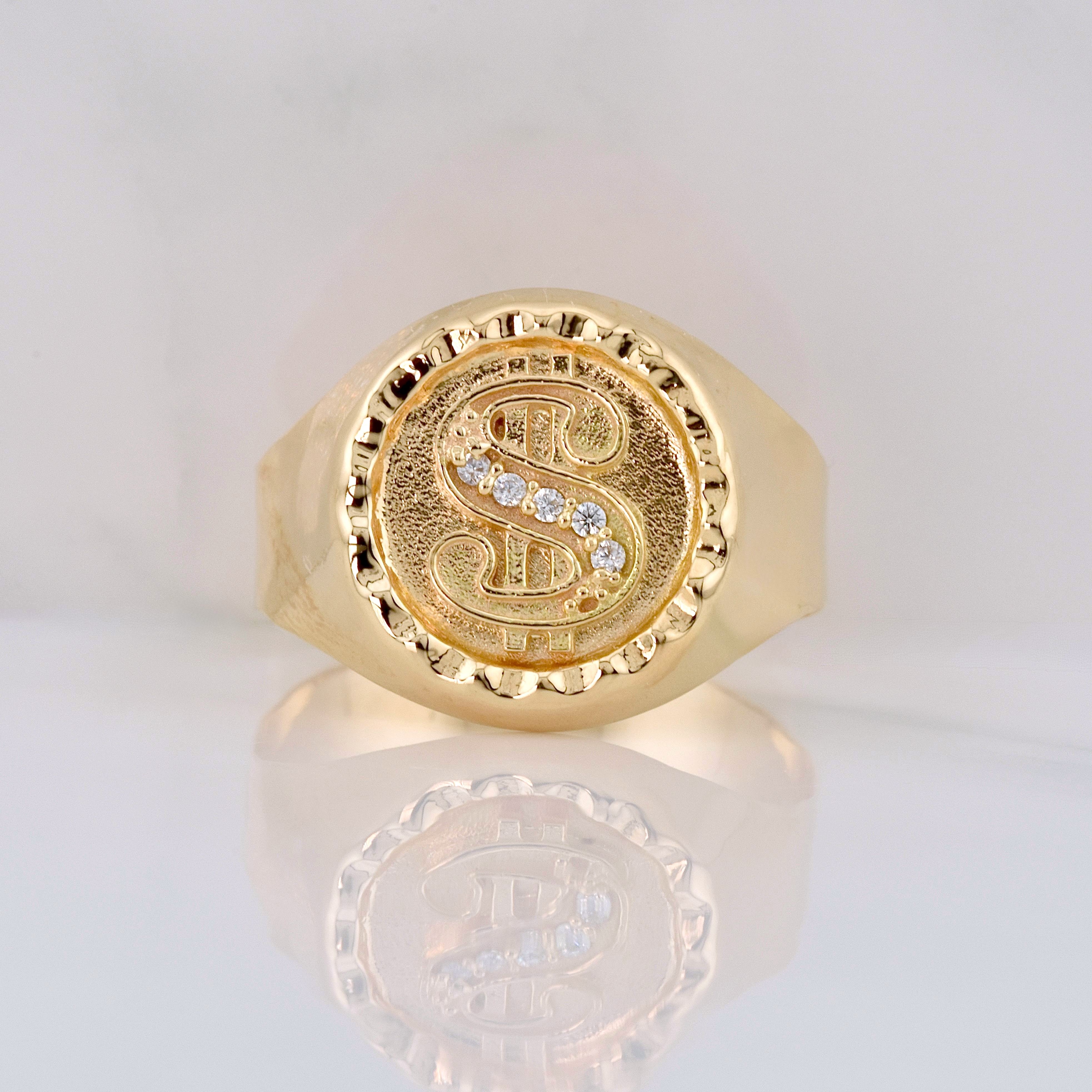 Dollar Sign Ring 3.55g / T10 Yellow Gold 18K