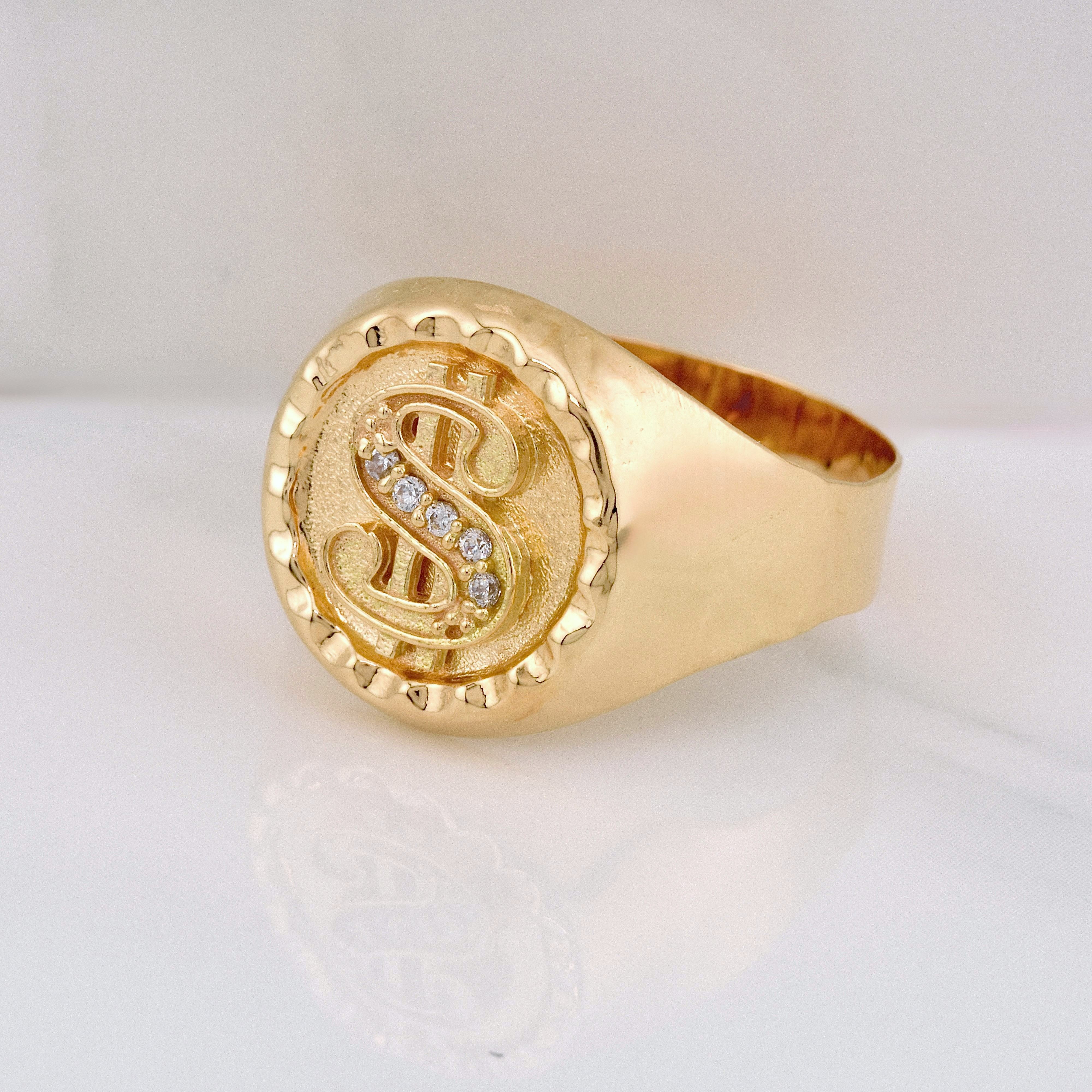 Dollar Sign Ring 3.55g / T10 Yellow Gold 18K