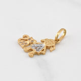 Dije Niña y Gato 1.1g / 3/4 in Oro Amarillo 18K