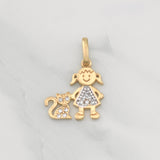 Dije Niña y Gato 1.1g / 3/4 in Oro Amarillo 18K