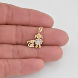 Dije Niña y Gato 1.1g / 3/4 in Oro Amarillo 18K
