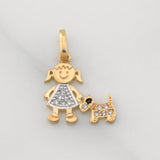 Dije Niña y Perro 1.1g / 3/4 in Oro Amarillo 18K