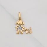 Dije Niña y Perro 1.05g / 3/4 in Oro Amarillo 18K
