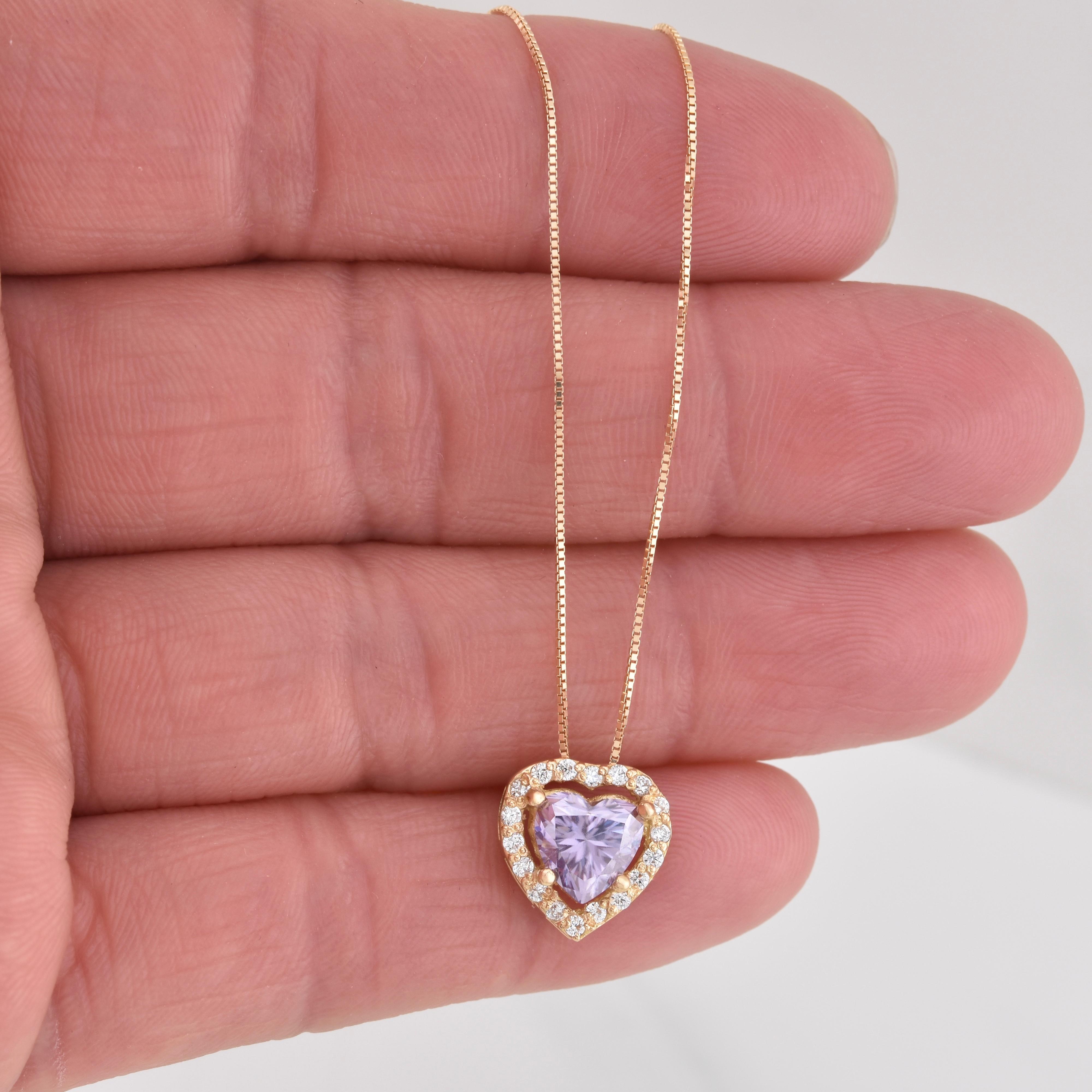 Set Cadena Veneciana + Dije Halo Corazon Moissanita 1 qt / 2.7g / 20 in Oro Amarillo 18K