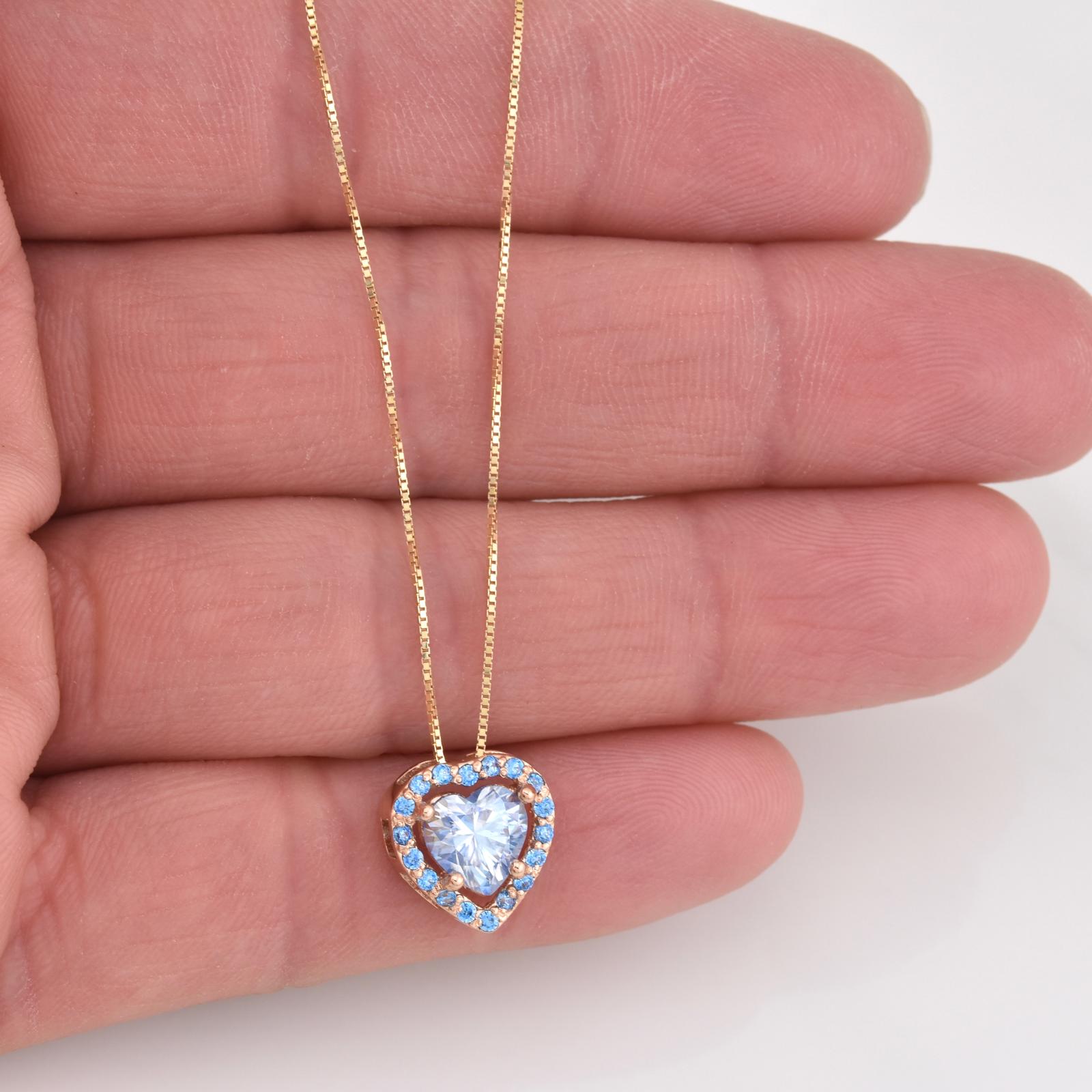 Venetian Chain Set + Moissanite Heart Halo Pendant 1 ct / 2.3g / 18 in Two-Tone Yellow Rose Gold 18K