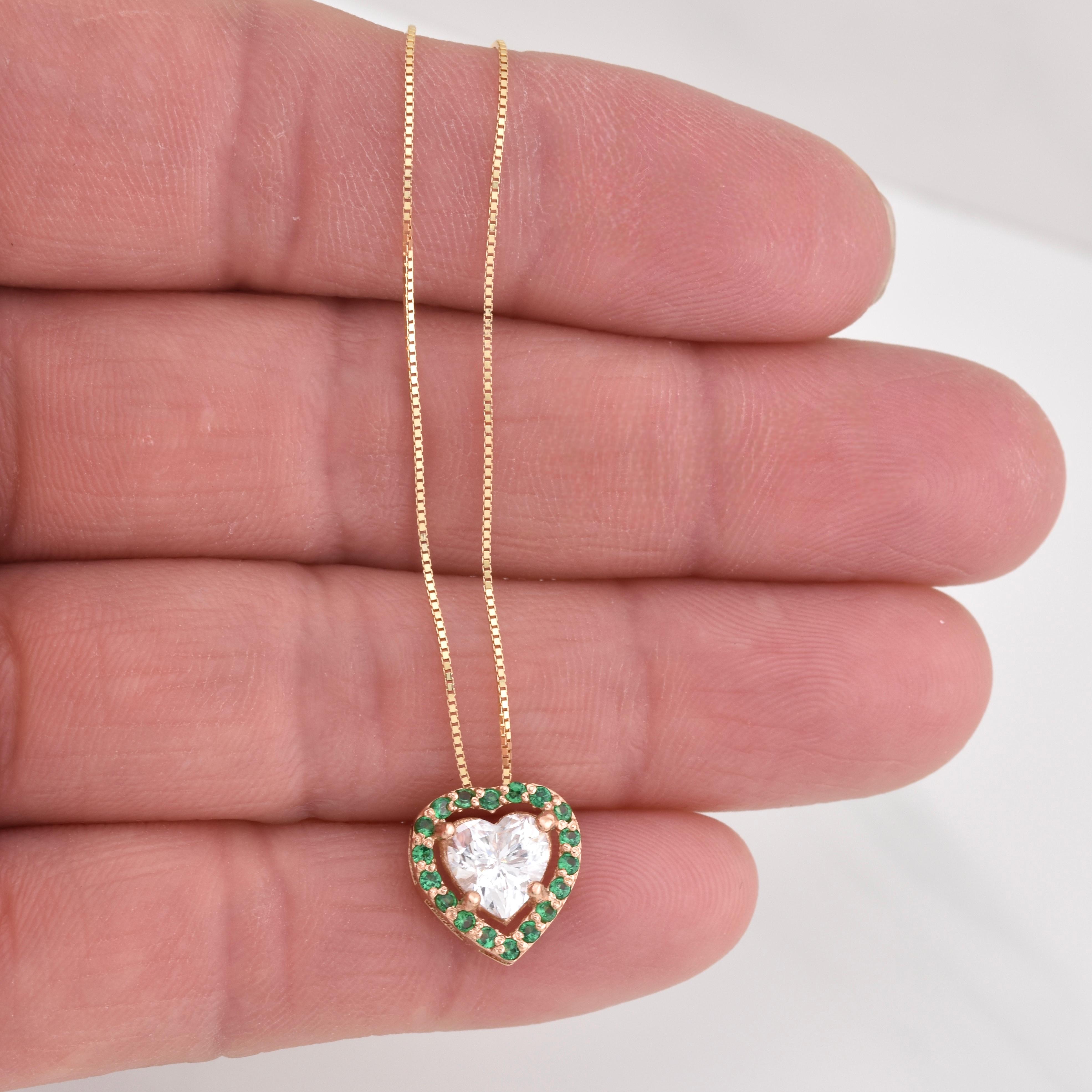 Venetian Chain Set + Heart Halo Moissanite Pendant 1 ct / 2.25g / 18 in Two Yellow Rose Gold 18K