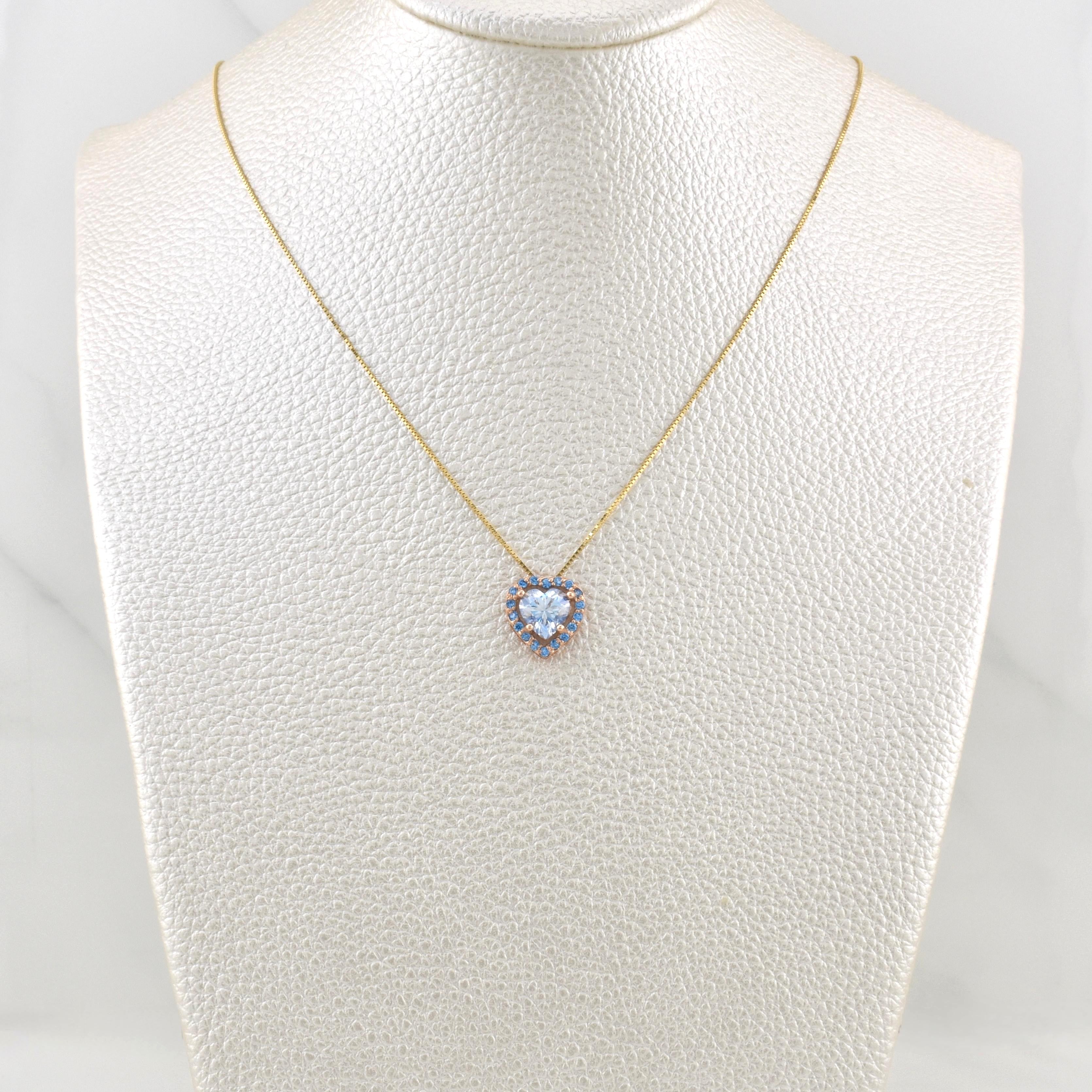 Venetian Chain Set + Moissanite Heart Halo Pendant 1 ct / 2.3g / 18 in Two-Tone Yellow Rose Gold 18K