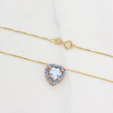 Venetian Chain Set + Moissanite Heart Halo Pendant 1 ct / 2.3g / 18 in Two-Tone Yellow Rose Gold 18K