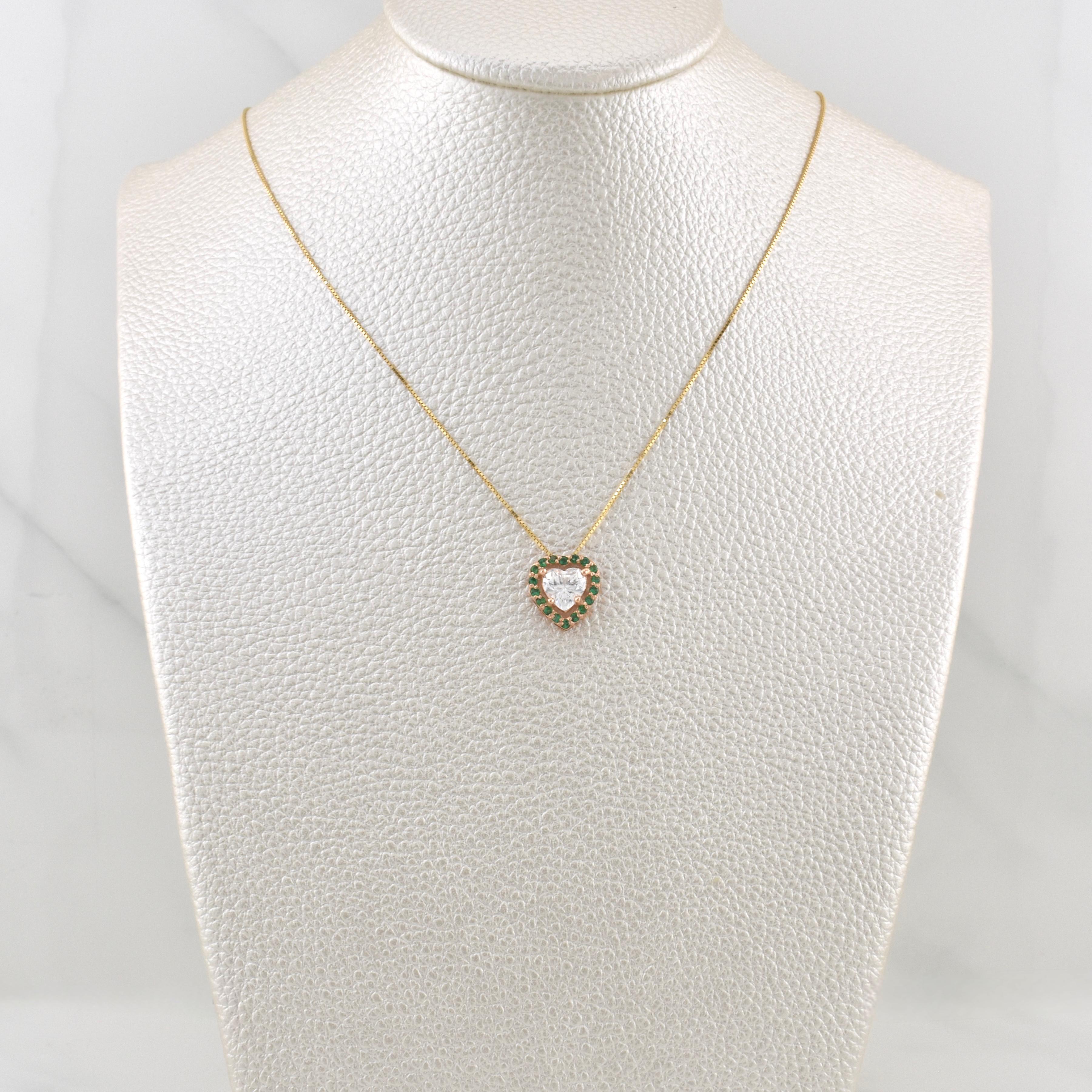 Venetian Chain Set + Heart Halo Moissanite Pendant 1 ct / 2.25g / 18 in Two Yellow Rose Gold 18K