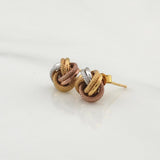 Helix Stud Earrings Semi Diamond Cut 0.8gr / 8.6mm Three Golds +4 18K *