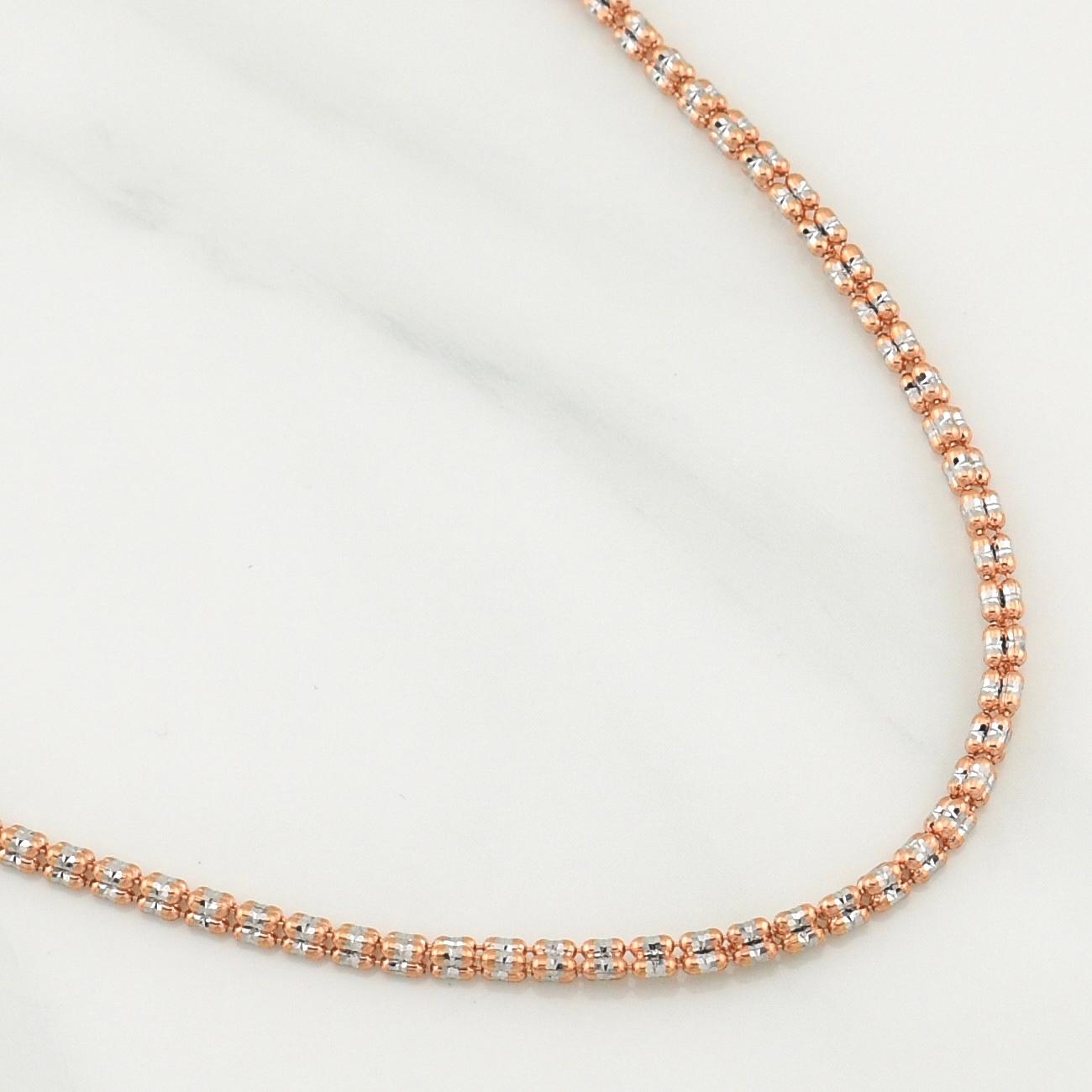 Cadena Ice 12.85gr / 24 in / 2.6mm Dos Oros Blanco Rosa +0 14K Italy !