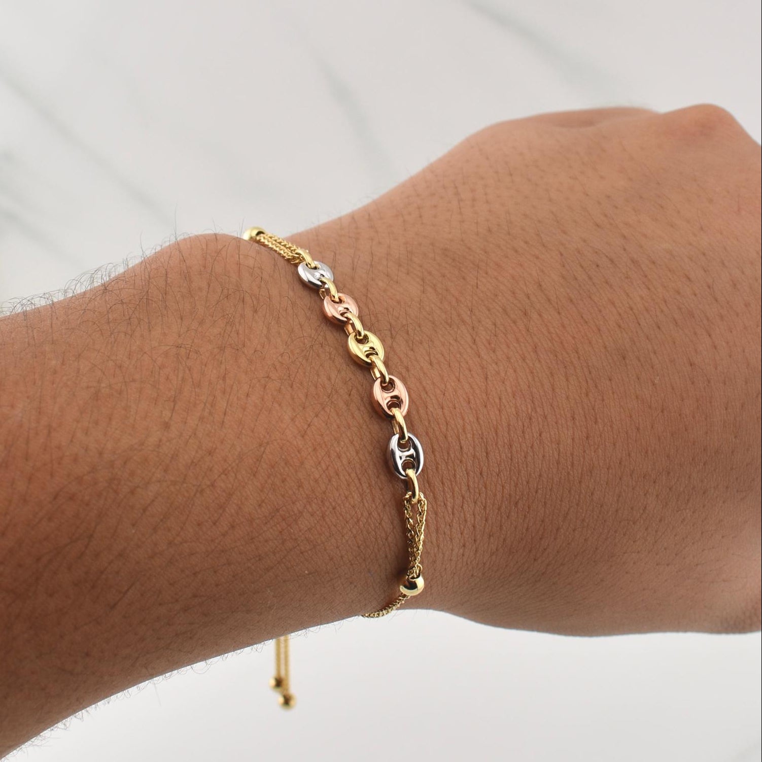 Pulso Franco Gradual 3.3gr / 9 3/4 in / 4.75mm Tres Oros +4 18K !