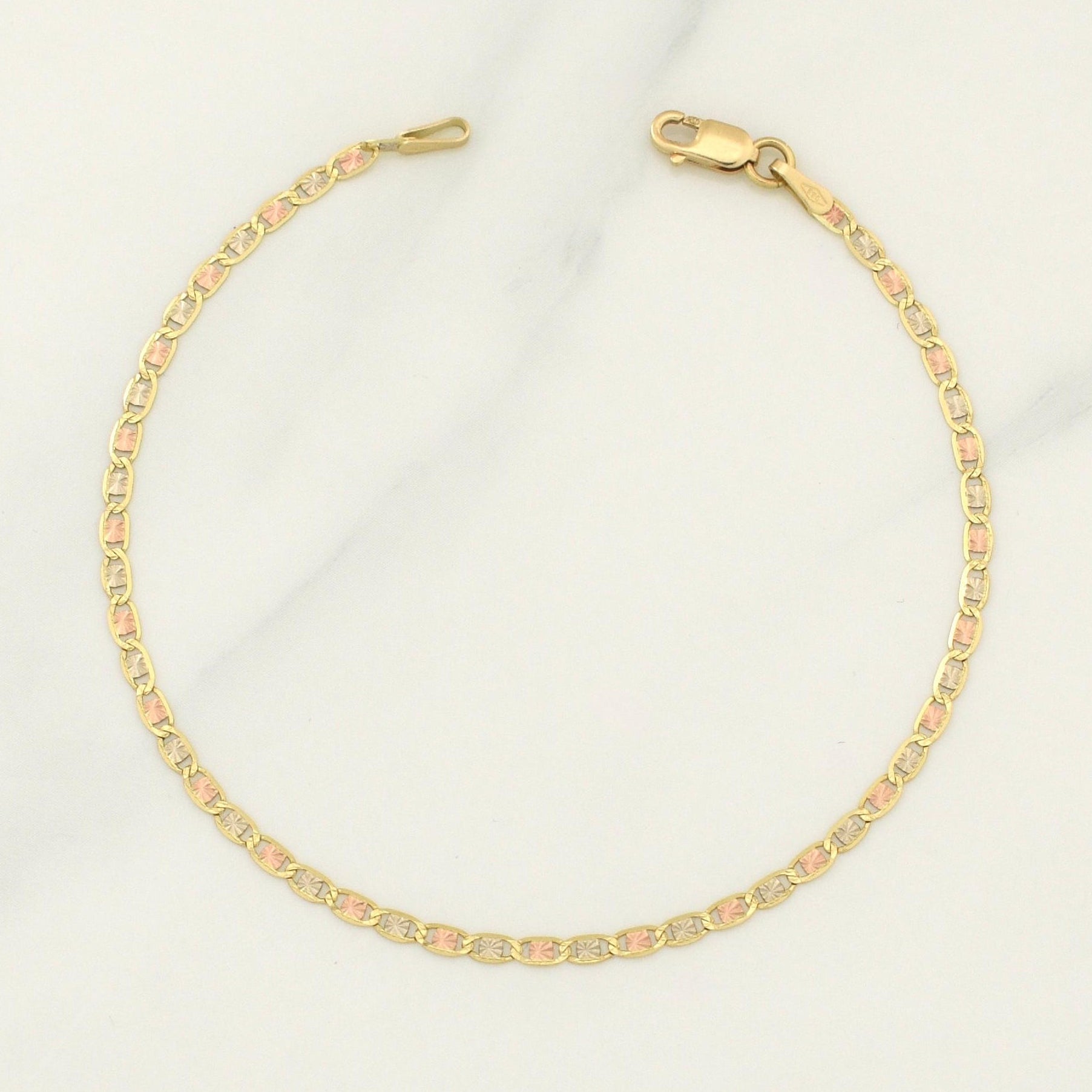 Pulso Plano 1.4gr / 7 1/4 in / 2.18mm Tres Oros +3 18K !