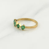 Anillo Cuarteto Esmeraldas 60pts 2.2gr / T7 1/4 / Oro Amarillo 18K !