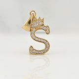 Dije Letra S Corona 1.4gr / 1 in / Oro Amarillo 18K !