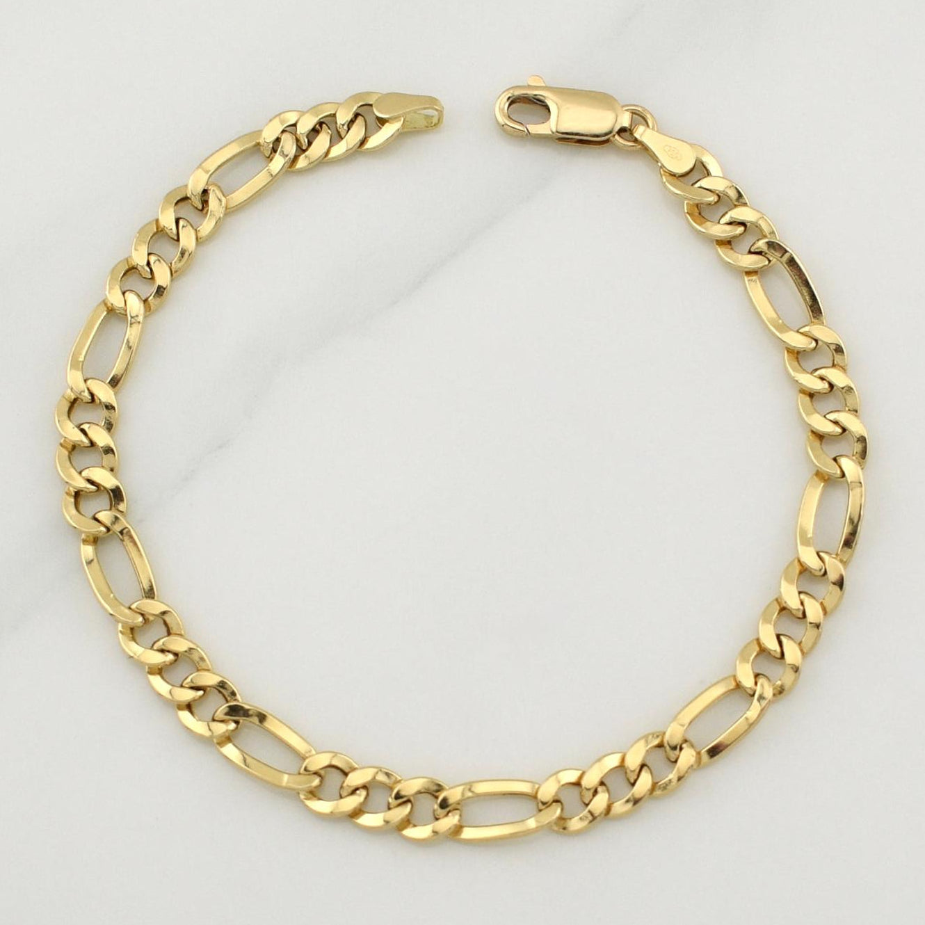 Figaro Bracelet 6.2gr / 8 3/4 in / 6.5mm Yellow Gold +1 18K !