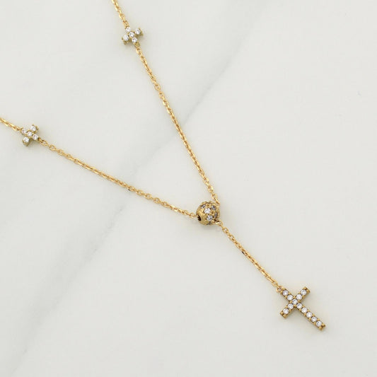 Cadena Aro Seguido Cruzes 2.8gr / 17 3/4 in / 1.05mm Oro Amarillo +4 18K !