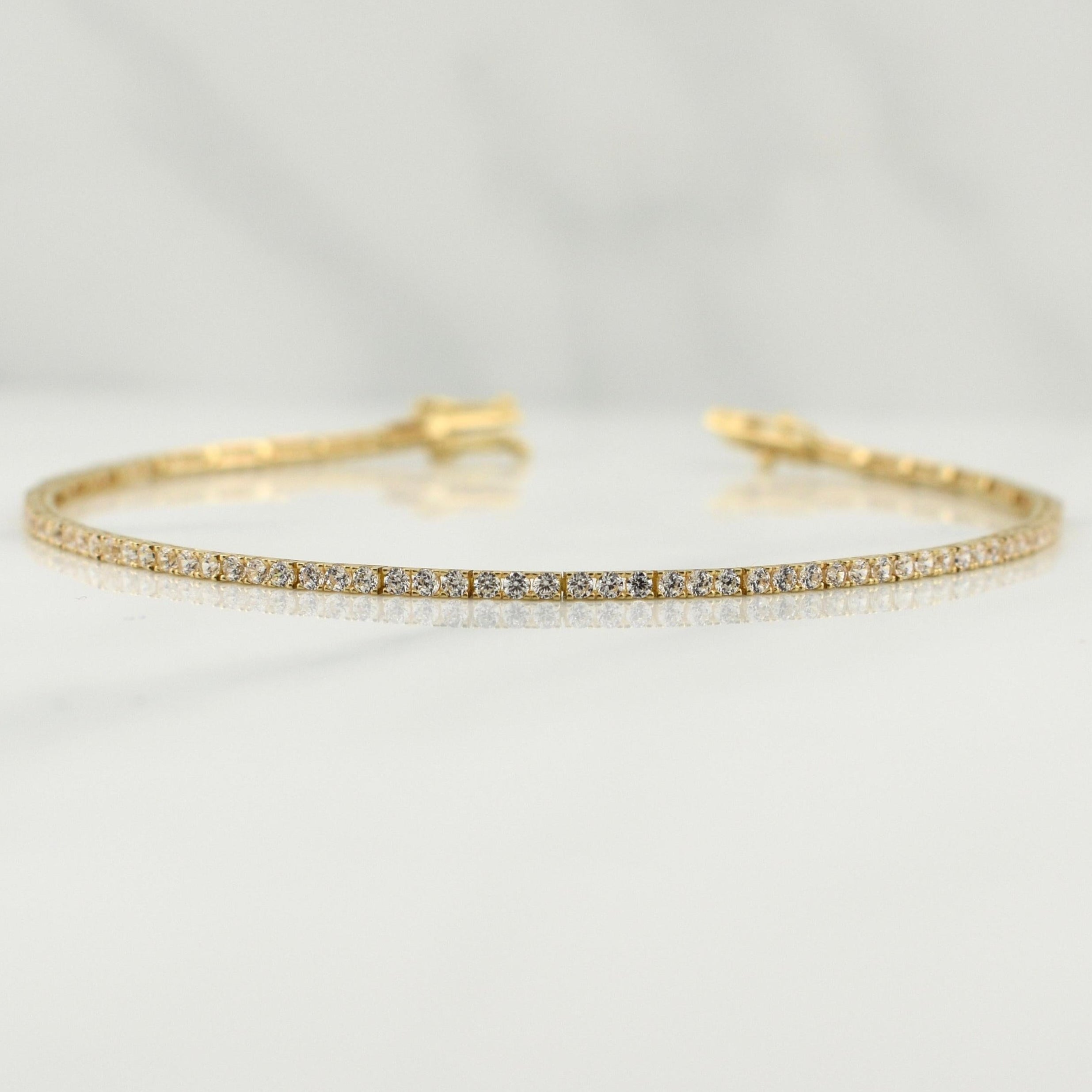 Pulso Tennis 4.15gr / 7 1/2 in / 1.55mm Oro Amarillo +4 18K !