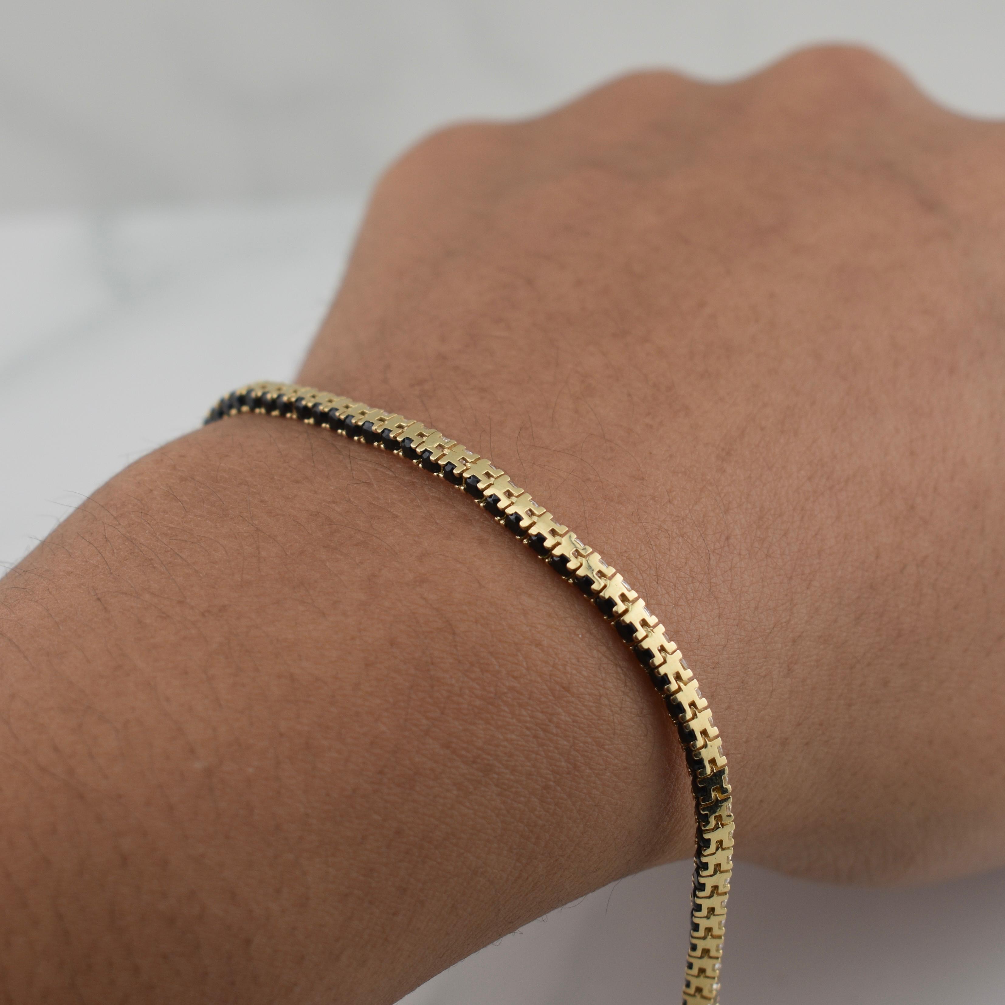 Pulso Tennis Doble Faz 6.95gr / 7 in / 2.15mm Oro Amarillo +4 18K !